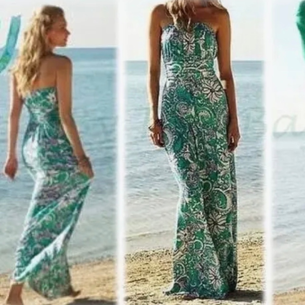 Lilly Pulitzer Montak Maxi seafoam green strapless jersey maxi dress XXS